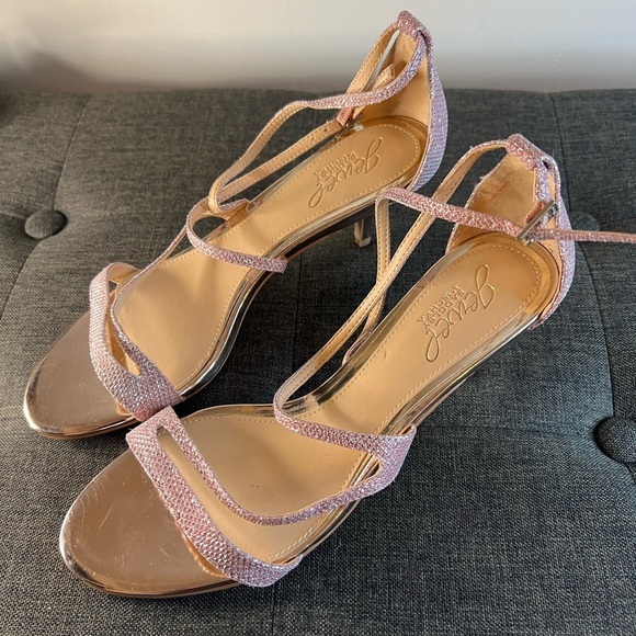 Badgley Mischka Pink jeweled Strappy Heels - Picture 2 of 7